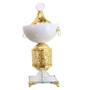 Pure White Metal & Crystal Bukhurdaani.