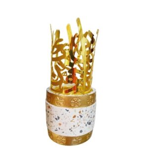 Gold & White Ceramic & Metal Bukhurdaani.