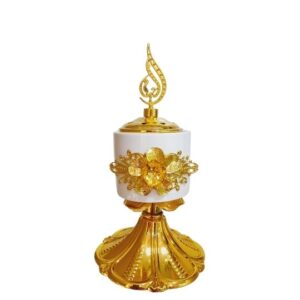 White & Gold Ceramic Metal Bukhurdaani.